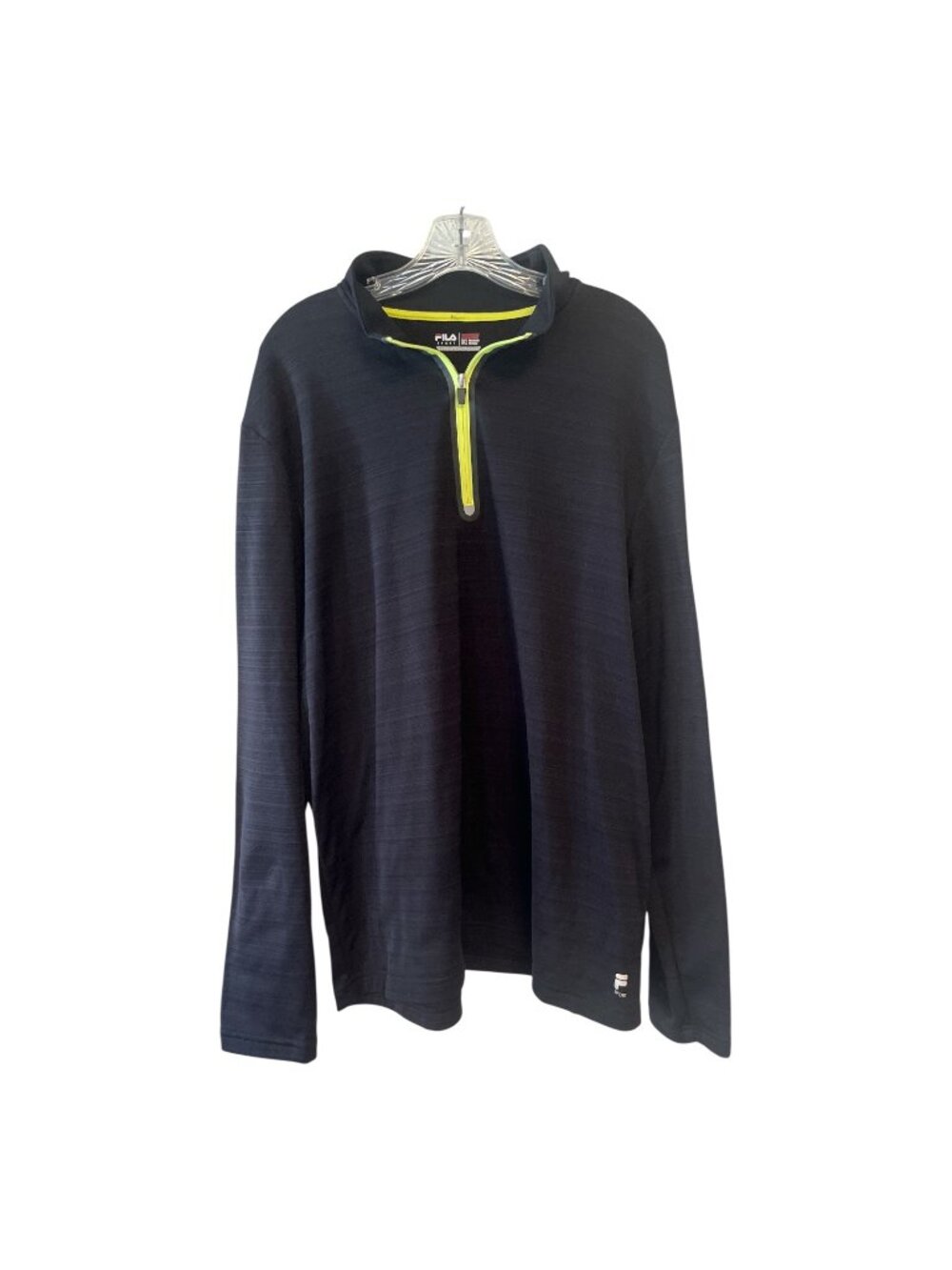 FILA Sport Men’s XXL Black Quarter Zip Pullover Neon Yellow Athletic Shirt